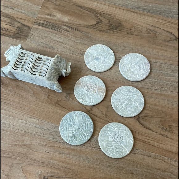 6 New Indian Marble Coasters - Picture 7 of 10